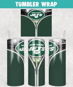 New York Jets Zipper Football Tumbler Wrap 20 oz Sublimation Design, JPG Digital Download