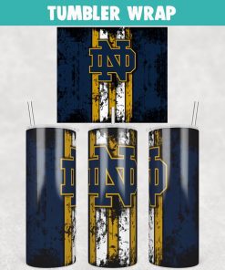 University of Notre Dame Fighting Irish Grunge Tumbler Wrap Templates 20oz Skinny Sublimation Design, PNG File Digital Download