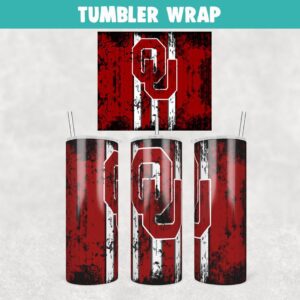 OU Oklahoma Sooners Grunge Tumbler Wrap Templates 20oz Skinny Sublimation Design, JPG Digital Download
