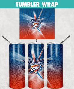 Oklahoma City Thunder Basketball Tumbler Wrap Templates 20oz Skinny Sublimation Design, PNG Digital Download