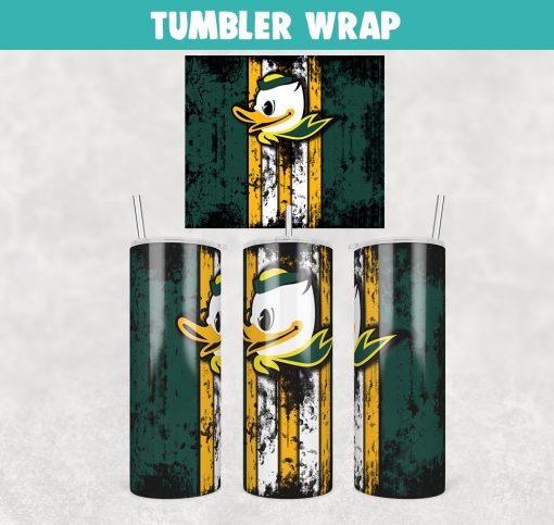 Oregon Ducks Grunge Tumbler Wrap Templates 20oz Skinny Sublimation Design, JPG Digital Download