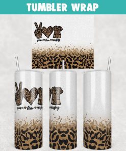 Peace Love Nursing Cheetah Glitter Tumbler Wrap Templates 20oz Skinny Sublimation Design, PNG File Digital Download