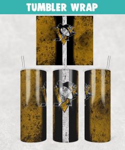 Pittsburgh Penguins Hockey Grunge Tumbler Wrap Templates 20oz Skinny Sublimation Design, JPG Digital Download