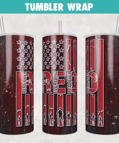 Red Friday veterans day Tumbler Wrap Templates 20oz Skinny Sublimation Design, PNG File Digital Download