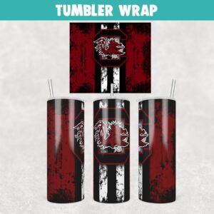 South Carolina Gamecocks Grunge Tumbler Wrap Templates 20oz Skinny Sublimation Design, JPG Digital Download