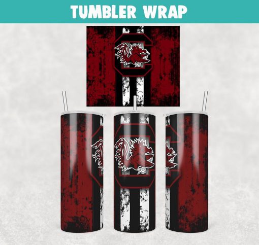 South Carolina Gamecocks Grunge Tumbler Wrap Templates 20oz Skinny Sublimation Design, JPG Digital Download
