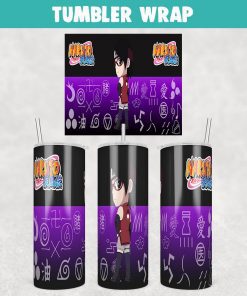 Uchiha Sarada Naruto Anime Tumbler Wrap Templates 20oz Skinny Sublimation Design, PNG File Digital Download