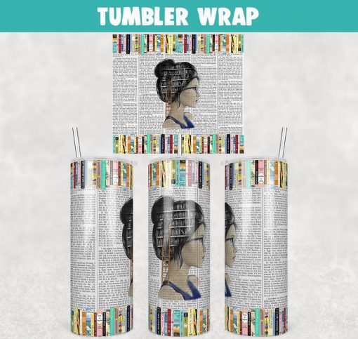 Smart Girl Books Tumbler Wrap Templates 20oz Skinny Sublimation Design, PNG File Digital Download
