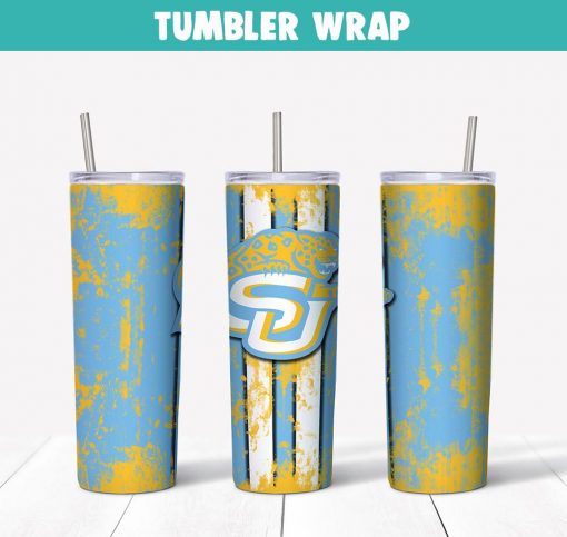 Southern University Jaguars Grunge Tumbler Wrap Templates 20oz Skinny Sublimation Design, JPG Digital Download