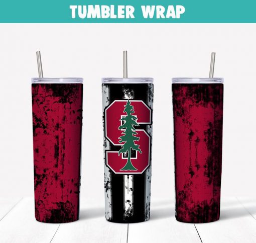 Standford University Cardinal Grunge Tumbler Wrap Templates 20oz Skinny Sublimation Design, JPG Digital Download
