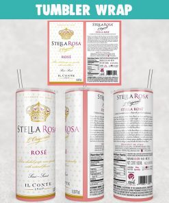 Stella Rosa Rose Wine Tumbler Wrap Templates 20oz Skinny PNG Sublimation Design, Label Wine Tumbler PNG