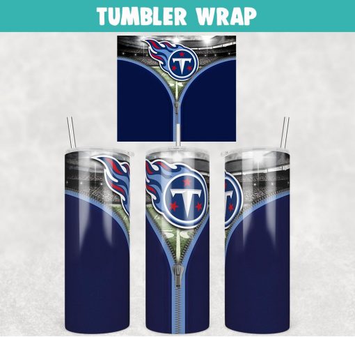 Tennessee Titans Zipper Football Tumbler Wrap 20 oz Sublimation Design, JPG Digital Download