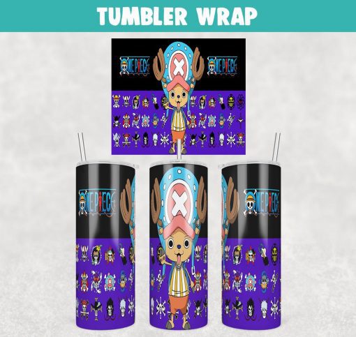 Tony Tony Chopper One Piece Anime Tumbler Wrap Templates 20oz Skinny Sublimation Design, PNG File Digital Download