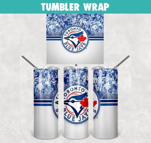 Toronto Blue Jays Baseball Tumbler Wrap Templates 20oz Skinny Sublimation Design, PNG Digital Download