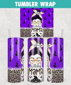 Witchy Mama Halloween Tumbler Wrap 20oz Skinny Sublimation Design, PNG File Digital Download