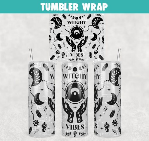 Witchy vibes tumbler wrap, Witch tumbler png, Halloween tumbler png, 20oz Skinny tumbler png