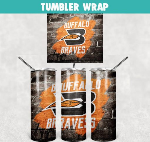 Buffalo Braves Basketball Tumbler Wrap Templates 20oz Skinny Sublimation Design, PNG Digital Download