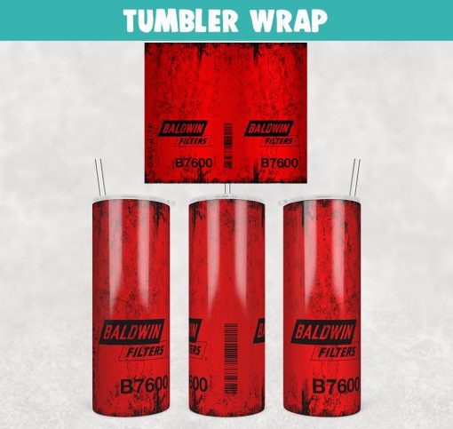 Baldwin Filters B7600 Grunge Tumbler Wrap Templates 20oz Skinny PNG Sublimation Design, Car Stuff Tumbler PNG