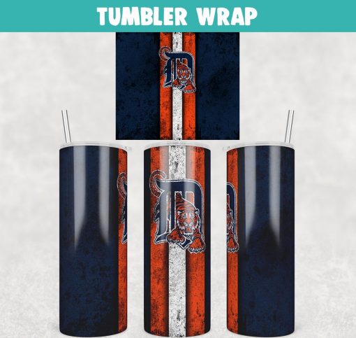 Baseball Detroit Tigers Grunge Tumbler Wrap Templates 20oz Skinny JPG Digital Download