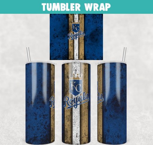 Baseball Kansas City Royals Grunge Tumbler Wrap Templates 20oz Skinny JPG Digital Download