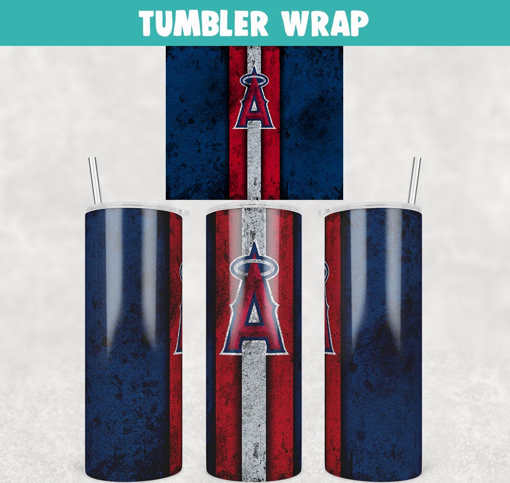 Baseball Los Angeles Angels Grunge Tumbler Wrap Templates 20oz Skinny JPG Digital Download