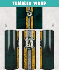 Baseball Oakland Athletics Grunge Tumbler Wrap Templates 20oz Skinny JPG Digital Download
