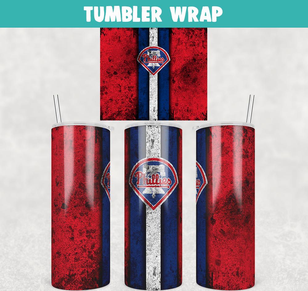 Baseball Philadelphia Phillies Grunge Tumbler Wrap Templates 20oz Skinny JPG Digital Download