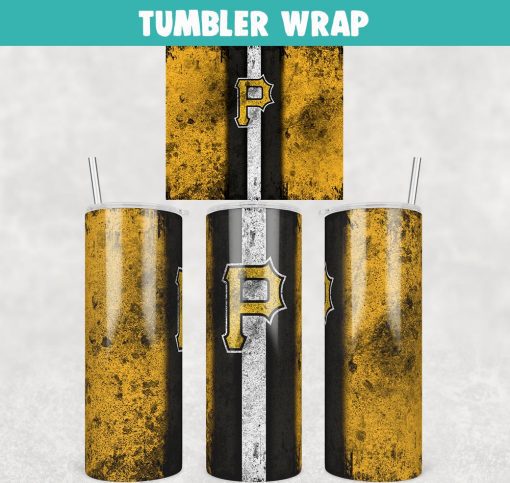 Baseball Pittsburgh Pirates Grunge Tumbler Wrap Templates 20oz Skinny JPG Digital Download