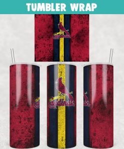 Baseball St. Louis Cardinals Grunge Tumbler Wrap Templates 20oz Skinny JPG Digital Download
