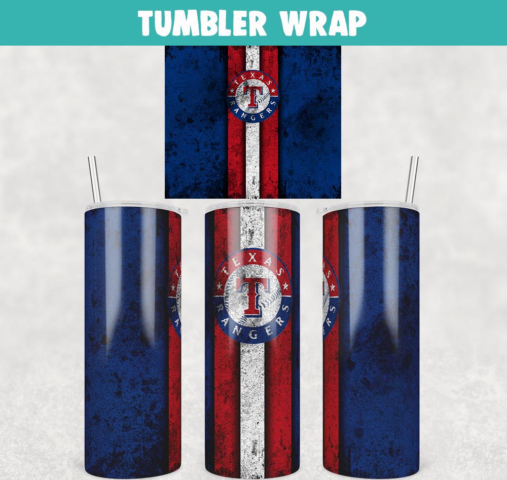 Baseball Texas Rangers Grunge Tumbler Wrap Templates 20oz Skinny JPG Digital Download