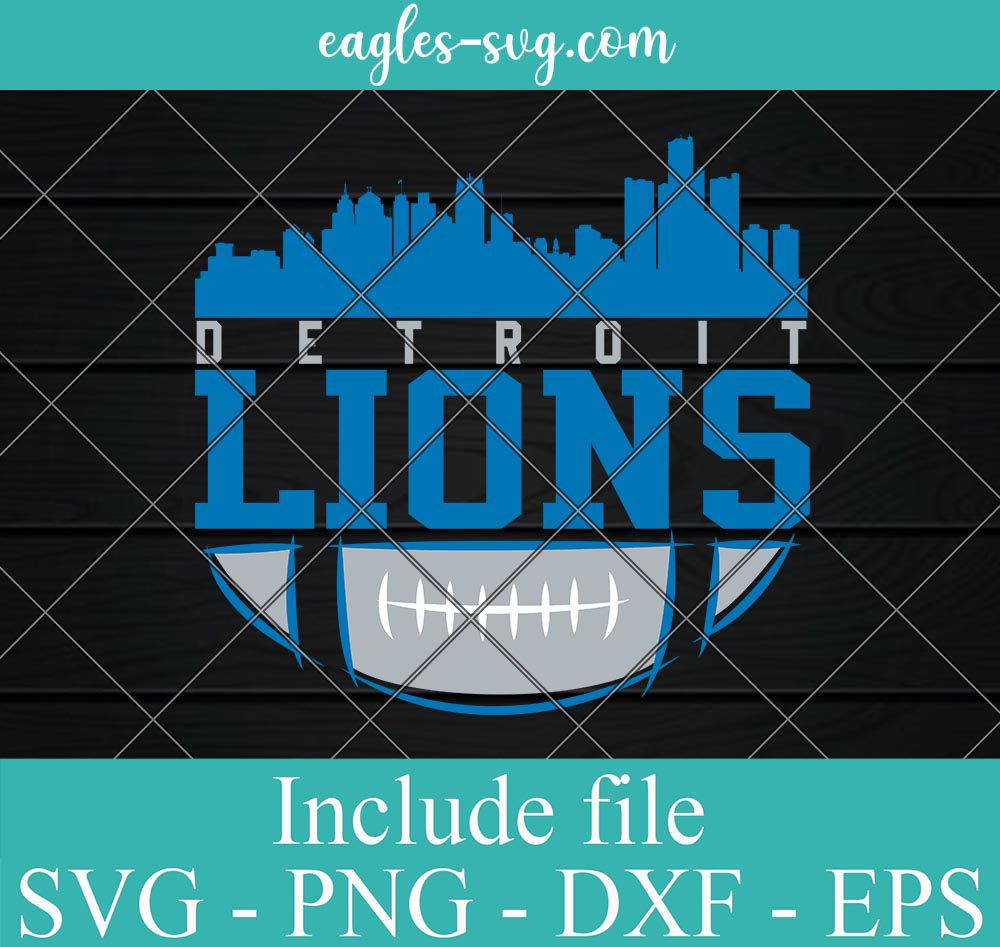 Detroit Lions Football Skyline City Svg, Detroit Michigan Skyline Svg, Png, Cricut & Silhouette