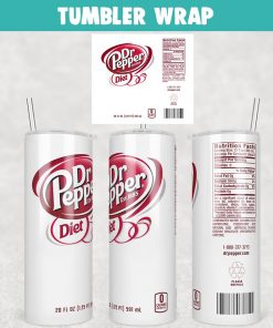 Diet DrPepper Soda Tumbler Wrap Templates 20oz Skinny PNG Sublimation Design