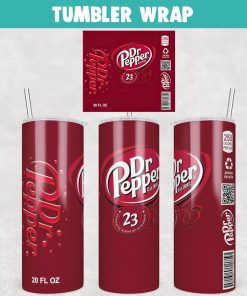 Dr Pepper Soda Tumbler Wrap Templates 20oz Skinny PNG Sublimation Design