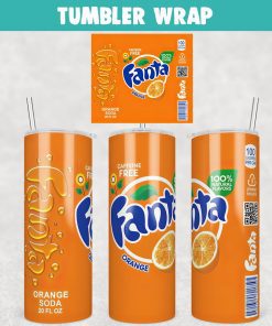 Fanta Orange Soda Tumbler Wrap Templates 20oz Skinny PNG Sublimation Design