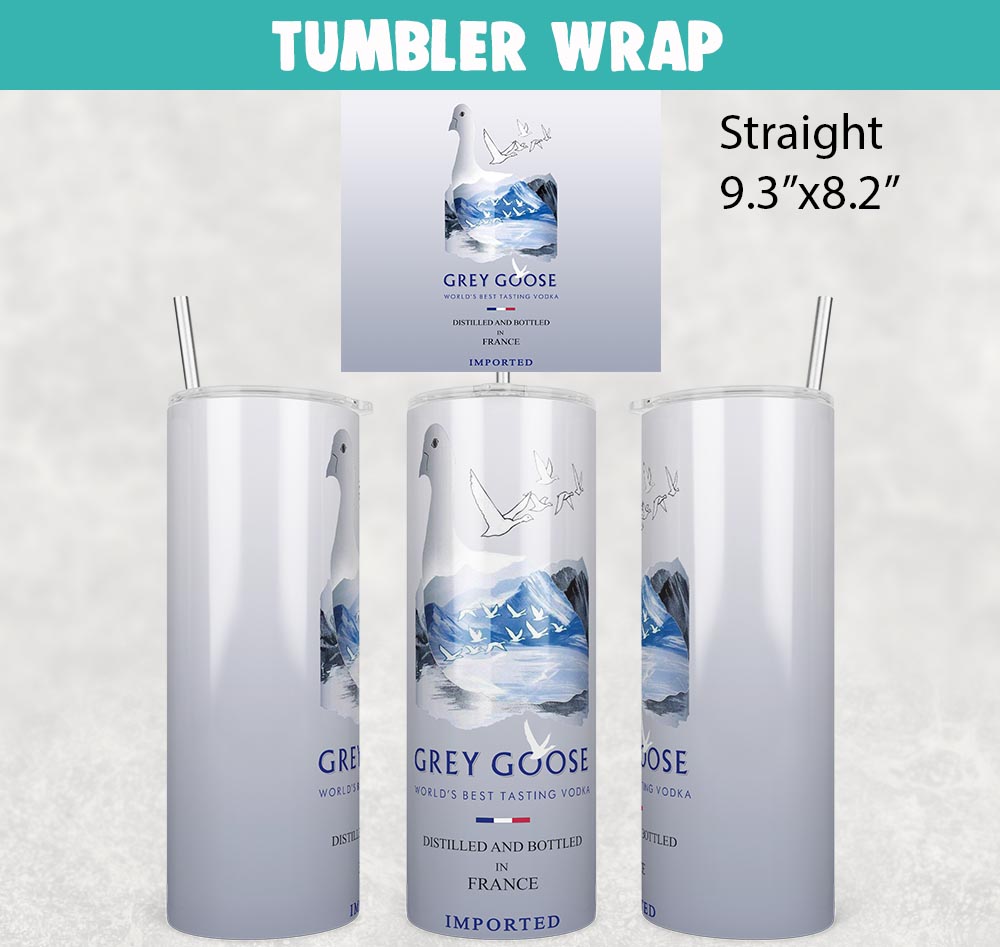 Grey Goose Original Vodka Tumbler Wrap Templates 20oz Skinny PNG Sublimation Design, Liquor Label Tumbler PNG