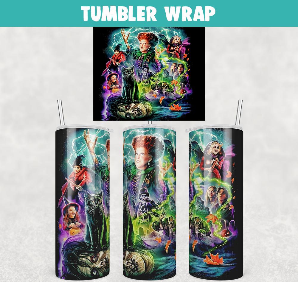 Hocus Pocus Disney Halloween Tumbler Wrap Templates 20oz Skinny PNG Sublimation Design