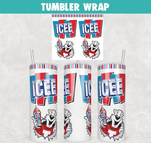 Icee Slushie Drink Tumbler Wrap Templates 20oz Skinny PNG Sublimation Design