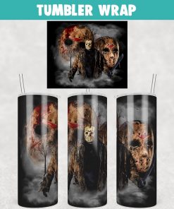 Jason Voorhees Friday the 13th Horror Movie Tumbler Wrap Templates 20oz Skinny PNG Sublimation Design