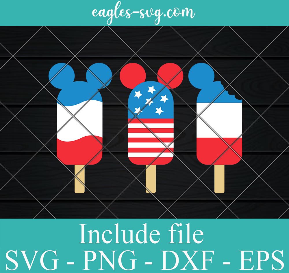 Mickey Popsicle 4th of July Svg, Png, Cricut & Silhouette