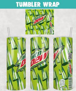 Mountain Dew Soda Tumbler Wrap Templates 20oz Skinny PNG Sublimation Design