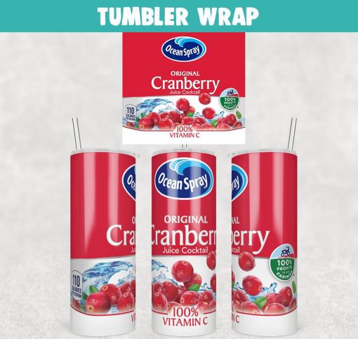 Ocean Spray Cranberry Juice Tumbler Wrap Templates 20oz Skinny PNG Sublimation Design