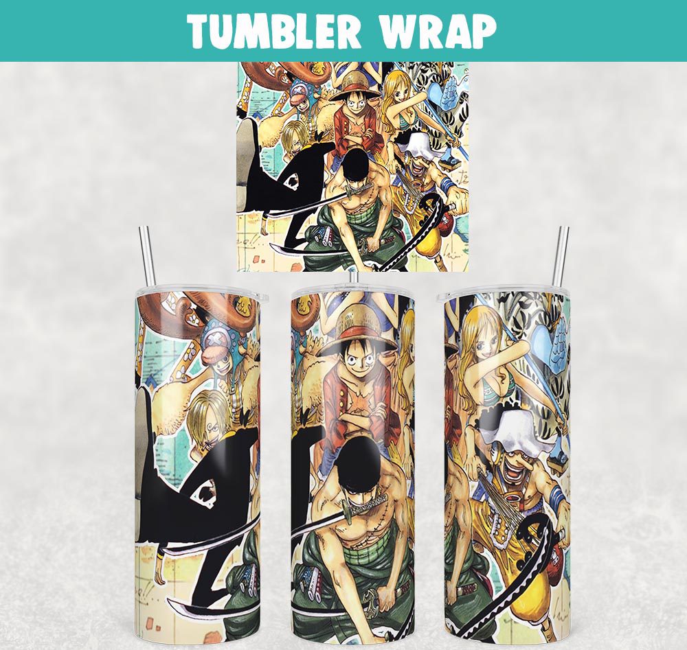 Anime Comic Luffy PNG Wrap 20oz Skinny Sublimation (Instant Download) 