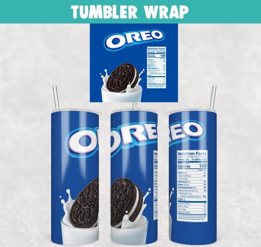 Oreo Cookies Tumbler Wrap Templates 20oz Skinny PNG Sublimation Design
