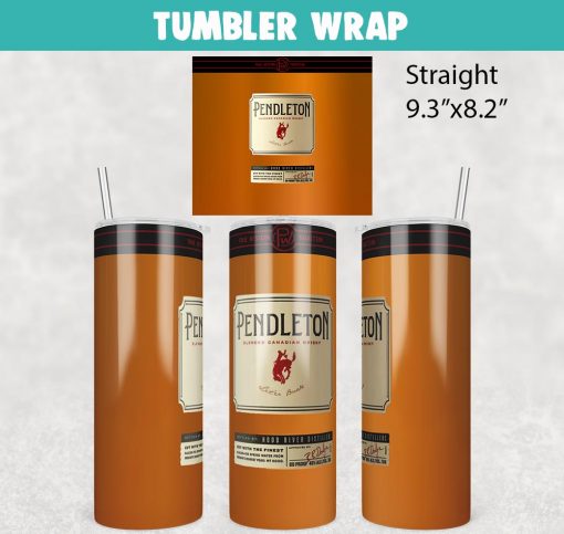 Pendleton Blended Canadian Whiskey Tumbler Wrap Templates 20oz Skinny PNG Sublimation Design, Liquor Label Tumbler PNG