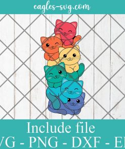 Rainbow Flag Gay Pride LGBTQ cute pride cat Svg, Png Printable, Cricut & Silhouette