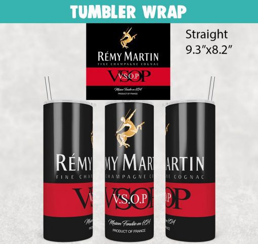 Remy Martin VSOP Black Tumbler Wrap Templates 20oz Skinny PNG Sublimation Design, Liquor Label Tumbler PNG