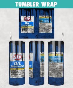 STP Oil Treatment Tumbler Wrap Templates 20oz Skinny PNG Sublimation Design, Oil Filters Tumbler PNG