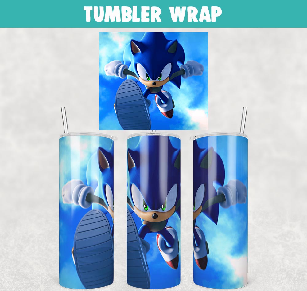 Sonic The Gedgehog Cartoon Tumbler Wrap Templates 20oz Skinny PNG Sublimation Design
