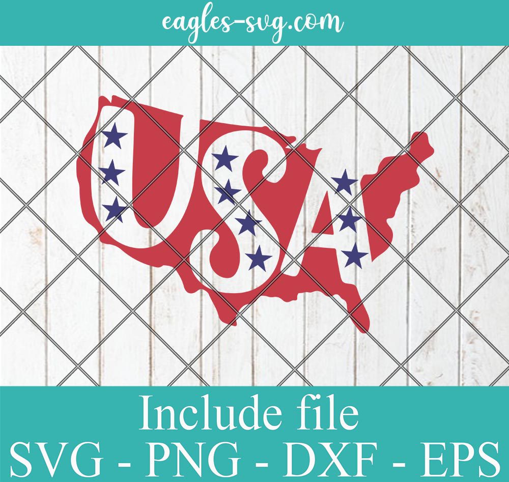 USA Map 4th of July America svg, Patriotic svg, Fourth of July Svg, Png, Cricut & Silhouette
