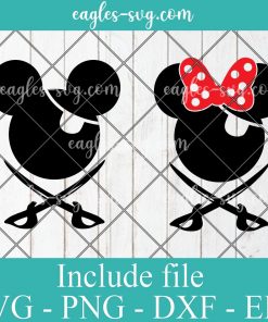 Pirate Swords mickey & minnie Disney mouse Svg, Png, Cricut & Silhouette